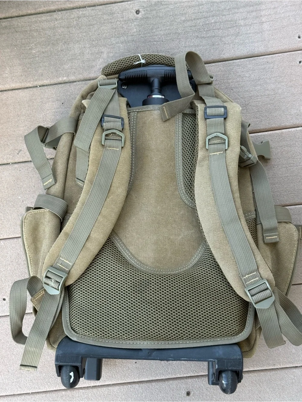 Olive Green Canvas Travel Backpack for Men AOKING